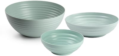 Plasticforte onbreekbaar servies schalen set - groen - kunststof - 3 formaten - 10x stuks - Camping - Keuken