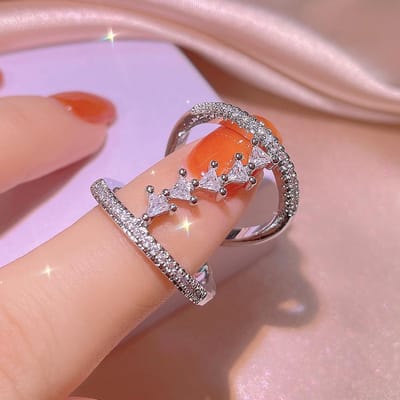 Ring voor Dames Ins Stijl Retro Zirconium Onregelmatige Zirconium Ring Handdecoratie NO.10 pink