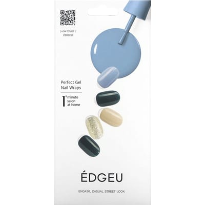 Edgeu, gel parfait pour les ongles, ENG420, look street décontracté, lot de 16 bandes