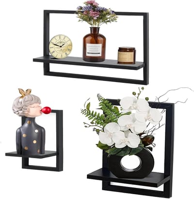 Set van 3 Drijvende Houten Wandplanken van Massief Vurenhout voor Woonkamer, Slaapkamer en Interieurdecoratie