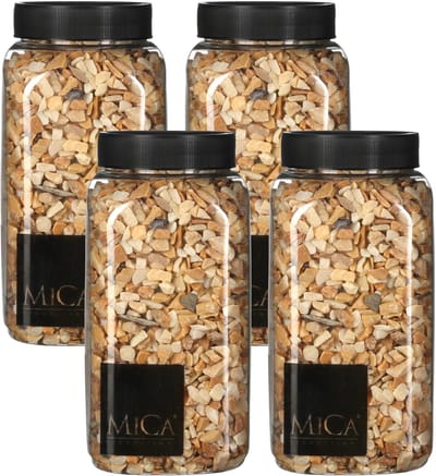 Mica Decorations decoratie steentjes - 4x - lichtbruin - 1 kilo - 650ml - hobby steentjes