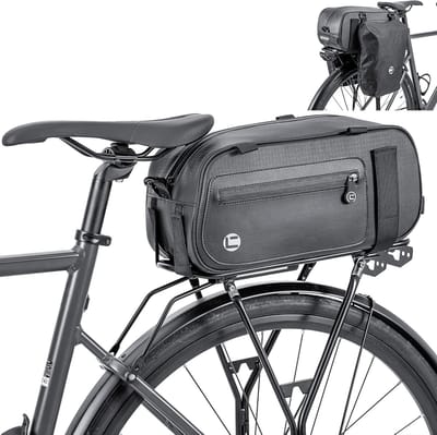 Famanu - Fietszadel waterdichte Fietstassen voor Bagagedragers, Fietstas Bagagedragertas, Transporttas 11-26L met Schouderband en Handvat, zwart