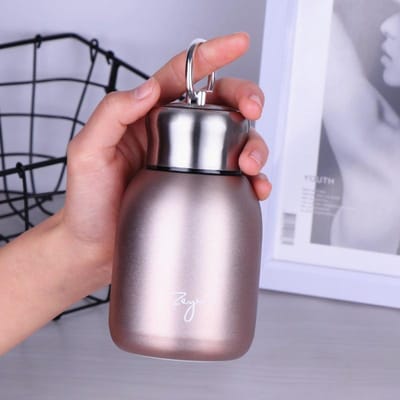 Nieuwe Mini Creatieve Ring Waterbeker Compacte Roestvrijstalen Vacuüm Vacuüm Beker Draagbare Potbuikbeker Kleine Dikke Kubus Waterbeker 300ml