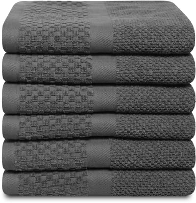 PHLOX Soft Popcorn Handdoeken 50x90 cm - Set van 6 - 100% Katoen 500 g/m2 - Antraciet