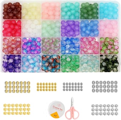 Famanu - Kristalkralen set 750 stuks – 8 mm glazen kralen in 24 kleuren – Voor sieraden maken