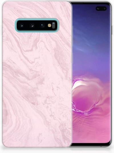 Samsung Galaxy S10 Plus TPU Siliconen Hoesje Marble Pink - Origineel Cadeau Vriendin