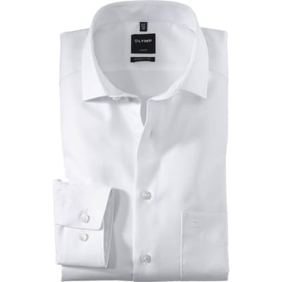 OLYMP Luxor modern fit overhemd - wit twill - Strijkvrij - Boordmaat: 39