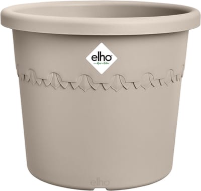 Elho Algarve Cilindro 48 - Bloempot voor Buiten - 100% Gerecycled Plastic - Ø 48 x H 29 cm - Paddenstoel beige