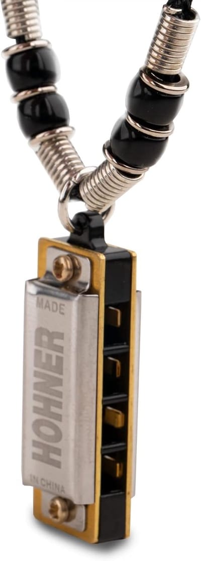 Mini Mondharmonica - Folk Instrument - Muziek Maken - Metalen Windscherm - 5 gram - Zwart Grijs