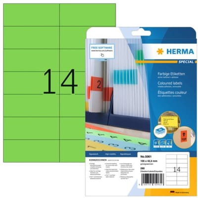 Etiket HERMA 5061 105x42.3mm verwijderbaar groen 280 stuks