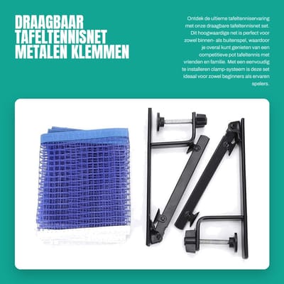 Dailygoods- Tafeltennisnet - Draagbaar - Nylon - Metalen Klem - Schokbestendig - Eenvoudig te installeren - 179x15cm - Tafeltennis