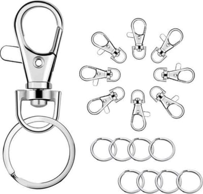 FSW-Products - 8 Stuks - Sleutelhangers - Karabijn - Zilver - Sleutelbos - RVS - Sleutelkoordjes - Sleutelhanger - Haak - Karabijnhaken - Sleutelringen - Karabijnhaak