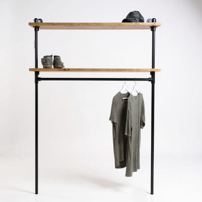 Design85 Industrieel Kledingkast Zwart 100 cm Breed 1 Stuk Kleur Bruin