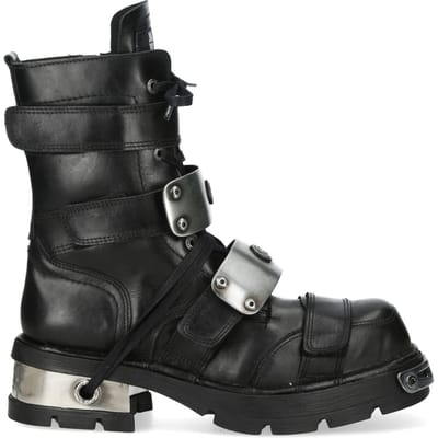 New Rock Metallic Zwarte Leren Gotische Punk Rock Hoge Laarzen - MET048-C9
