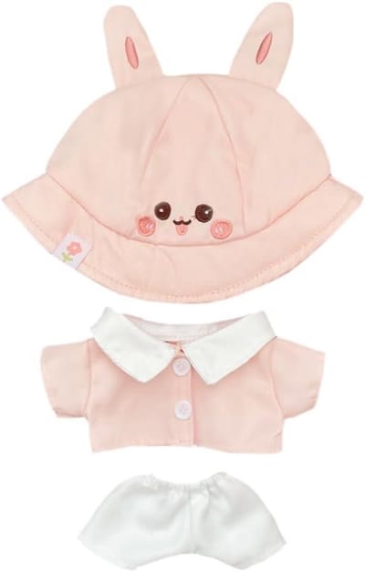 Pluche Poppenkleding Set - Poppenoutfit Poppenaccessoires - Poppen Aankleden - 3-Delige Set - 20 cm Poppen - Roze