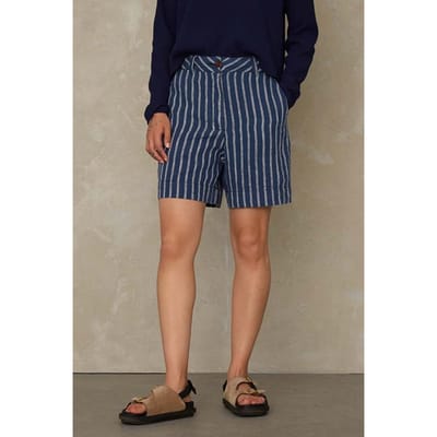 Kings Of Indigo Bangja Linen Navy Stripe Taglia: 26 | Pantaloncini Outlet | Donna | Bianco