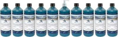 Handzeep Crème Eucalyptus 500 ml - set van 10 stuks - met gratis pomp - Voordeelverpakking