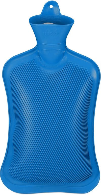 9x kruik rubber - bedkruik - warmwaterkruik - zonder hoes - 2 l - blauw (of groen) - groot
