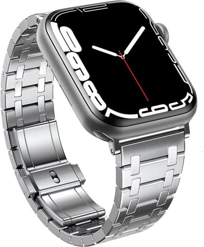 Titanium bandje - geschikt voor Apple Watch series 1/2/3/4/5/6/7/8/9/10/11/ SE (1,2,3) / Ultra (1,2,3) met maat 44 mm / 45 mm / 46 mm / 49 mm - zilver