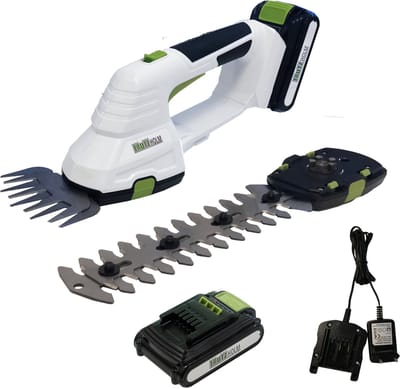 TRUTZHOLM Accu Grasschaar 20V met 2Ah Batterij & Lader - 2-in-1 Grastrimmer Set - 20cm Struikmes & 10cm Grasmes Kantensnijder