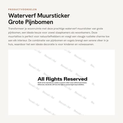 Dailygoods - Waterverf Muursticker - Grote Pijnbomen - Muurdecoratie - Wandtattoo - Vogels - Geschikt voor Slaapkamer en Woonkamer