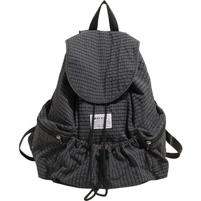 Sac à dos de mode rétro à carreaux pour les déplacements, décontracté, grande capacité, polyvalent, léger, sac d'école one size fits all gray