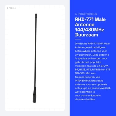 Dailygoods- Interne Antenne 144/430MHz - RHD-771 - SMA Mannelijk - Geschikt voor VX-3R/VX-6R - Duurzaam ABS-Materiaal - Gebruiksvriendelijk - Portofoonantenne