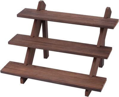 3-Tier Oorbellen Display Riser in Koffiekleur, Houten Earring en Ring Houder voor Sieradenopslag en Creatieve Presentatie, 39x31x25.7cm