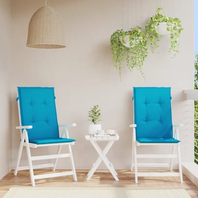 vidaXL Tuinstoelkussens 2 st hoge rug 120x50x3 cm stof blauw