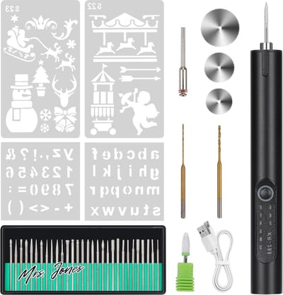 Mrs. Jones Elektrische graveerpen USB-oplaadbaar draadloos mini-doe-het-zelfpen draagbare graveerpen voor houtsculptuur kleipapier kunststof - gravure gereedschap .