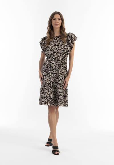 Faina Midi-jurk met luipaardprint Dames beige leo