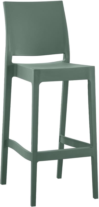 CLP Flamur Barkruk - Stapelbaar - Outdoor - Weer & UV bestendig - Lichtgewicht - 150 kg draagkracht - Kunststof - olijf