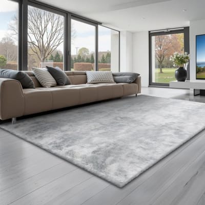 VEVOR Hoogpolig Vloerkleed 2743x1829 mm, pluche woonkamer vloerkleed met drielaags materiaal, vloerkleed voor woonkamer, slaapkamer, serre, pluisvrij en zacht, antislip, grijs gemengd