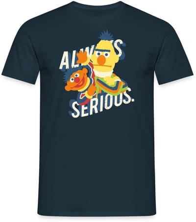 Sesamstraat Ernie Bert Altijd Serieus Always Serious T-Shirt Heren