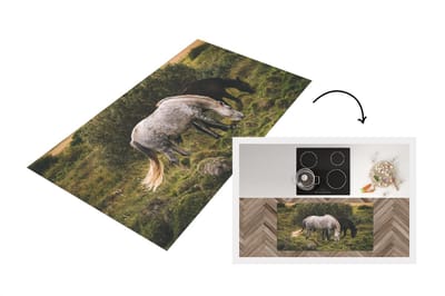 Keukenloper - Loper keuken - Paarden - Gras - IJslander - 120x60 cm - Keukenloper vinyl