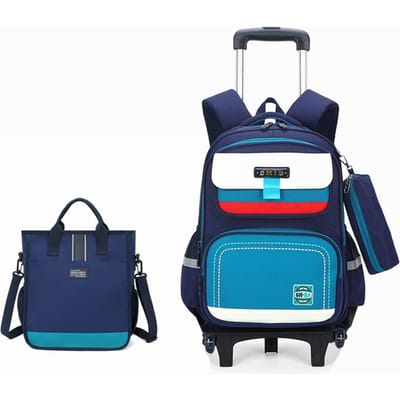 Schooltas met Wielen voor Kinderen Rollende Rugzak voor Jongens Meisjes Schooltassen op Wielen Trolley Boekentas Handbagage om mee te nemen met handtassen blue