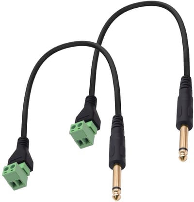 Solderless 6.35mm Mono Plug Adapter voor Microfoon - 2 Stuks, 35cm Kabel, Ideaal voor Vervanging en Reparatie