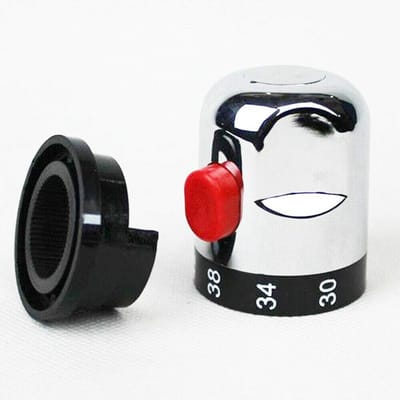 Thermostatische Doucheknop 30℃-42℃ - Chromen Handvat met Rood Drukknop