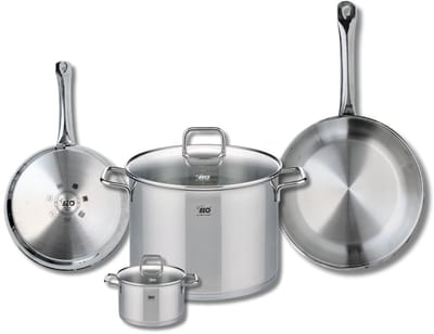 Set van 2 Bakpannen 24 en 28 cm en 2 Kookpotten 12 en 26 cm Elo Profi Citrin
