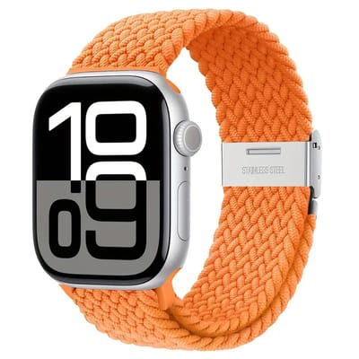Watch band - geweven in de kleur oranje - 42/44/45/46/49mm - Nylon bandje geschikt voor Apple Watch - Geschikt als Apple watch bandje voor Series 1/2/3/4/5/6/7/8/9/10/SE/Ultra