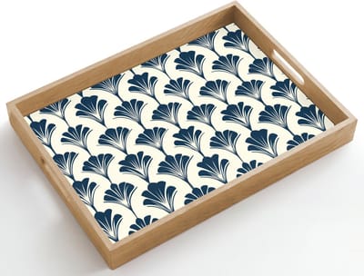 Dienblad hout 50x35 cm - Schootdienblad - Klassiek - Motief - Blauw - Borrelplank rechthoek - Plateau dienbladen