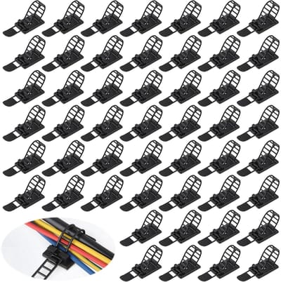 Dailygoods- Kabelclips Professioneel - Zelfklevend - Nylon - 50 Stuks - Herbruikbaar - Duurzaam - Voor Thuis/Kantoor - Kabelbinders