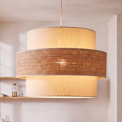 Duolla Hanglamp Space, ecru/beige, 1-lamp, textiel, E27