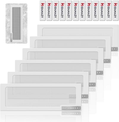 Magnetische Vloerventilatieroosters Afdekking Wit 4x12 Inch - Eenvoudig te Installeren PVC Set van 6