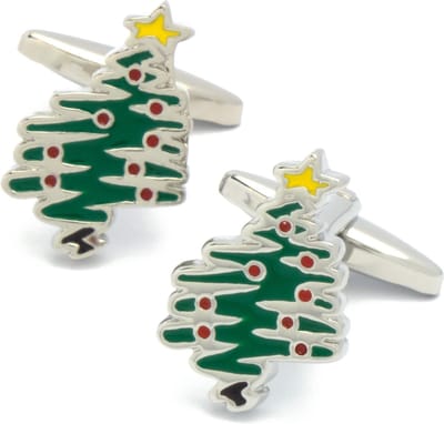 Manchetknopen - Kerstbomen Groen Rood Geel