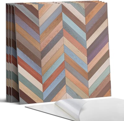 Coloray Wandpanelen Zelfklevend - Visgraatpatroon in het hout Zelfklevende Wandpanelen - 50 cm x 50 cm - Bruin Wandpaneel PVC - 4 stuks - Texturen Wandpanelen Zelfklevend - Wandbord Keuken - Wandpaneel Badkamer