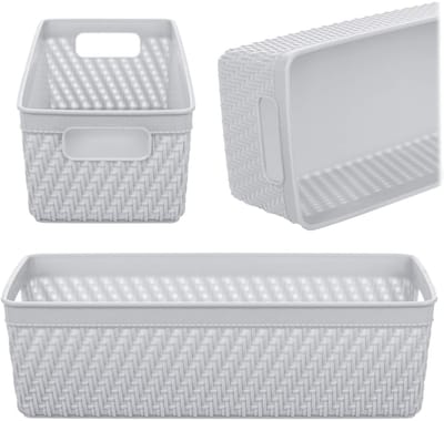Lioni rechthoekige mand 24,5 x 10 x 7 cm lichtgrijs