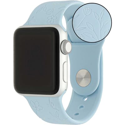 123watches print bandje - siliconen - bloemen blauw - 44 · 45 · 46 & 49 mm - Geschikt voor Apple Watch series 1/2/3/4/5/6/7/8/9/10/11/12/SE/SE2/SE3/Ultra/Ultra 2/Ultra 3/Ultra 4