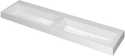 INK Momento Wastafel Polystone Dubbel Zonder Kraangaten - 1800x450x90 mm - Glans Wit