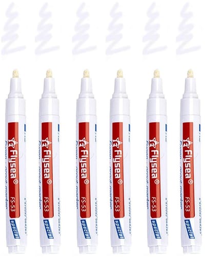 Voegenstift Set - Restauratiepen Tegels - Muren Vloeren Repareren - Waterdichte Inkt Reservepunt - 6 Stuks - Wit
